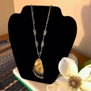 Yellow Amber Pendant Necklace